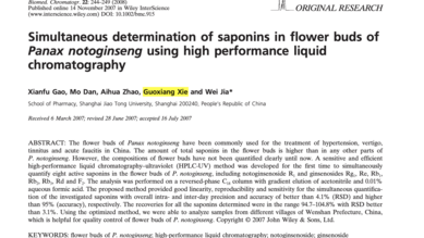 Simultaneous determination of saponins in flower buds of Panax notoginseng using high performance liquid chromatography